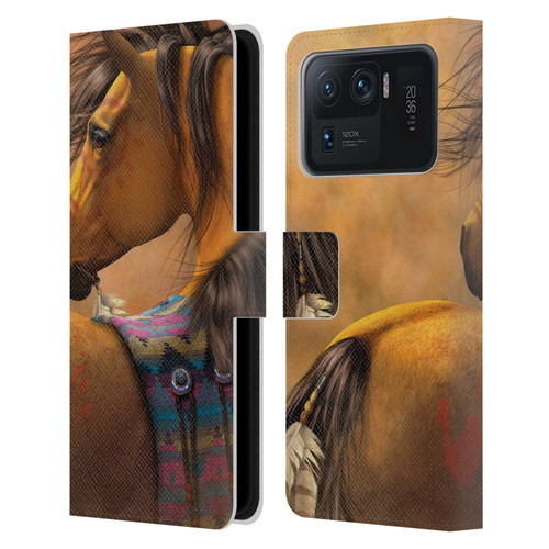 Laurie Prindle Western Stallion Kiowa Gold Leather Book Wallet Case Cover For Xiaomi Mi 11 Ultra