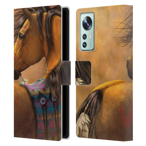 Laurie Prindle Western Stallion Kiowa Gold Leather Book Wallet Case Cover For Xiaomi 12