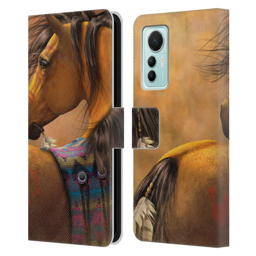 Laurie Prindle Western Stallion Kiowa Gold Leather Book Wallet Case Cover For Xiaomi 12 Lite