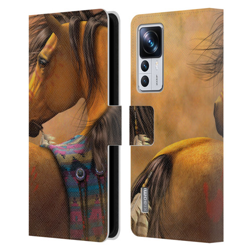 Laurie Prindle Western Stallion Kiowa Gold Leather Book Wallet Case Cover For Xiaomi 12T Pro