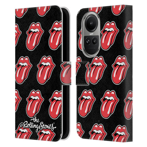The Rolling Stones Licks Collection Tongue Classic Pattern Leather Book Wallet Case Cover For OPPO Reno10 5G / Reno10 Pro 5G