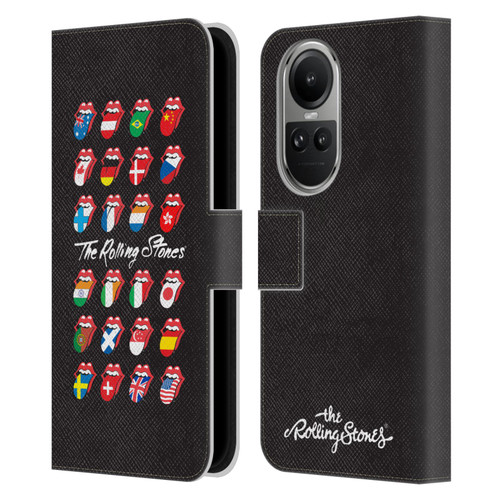 The Rolling Stones Licks Collection Flag Poster Leather Book Wallet Case Cover For OPPO Reno10 5G / Reno10 Pro 5G