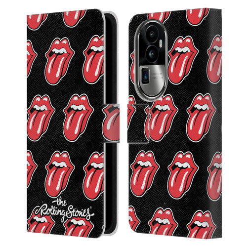 The Rolling Stones Licks Collection Tongue Classic Pattern Leather Book Wallet Case Cover For OPPO Reno10 Pro+