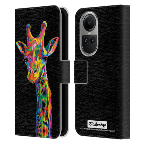 P.D. Moreno Animals Giraffe Leather Book Wallet Case Cover For OPPO Reno10 5G / Reno10 Pro 5G