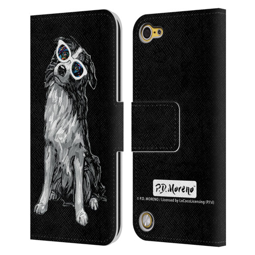 P.D. Moreno Black And White Dogs Border Collie Leather Book Wallet Case Cover For Apple iPod Touch 5G 5th Gen