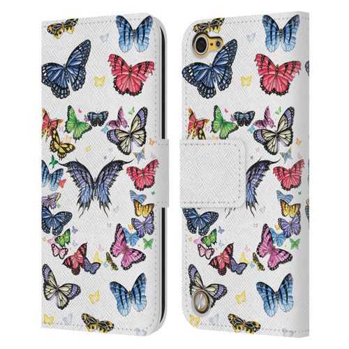 Nene Thomas Art Butterfly Pattern Leather Book Wallet Case Cover For Apple iPod Touch 5G 5th Gen