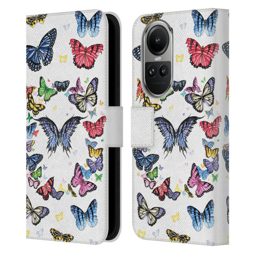 Nene Thomas Art Butterfly Pattern Leather Book Wallet Case Cover For OPPO Reno10 5G / Reno10 Pro 5G