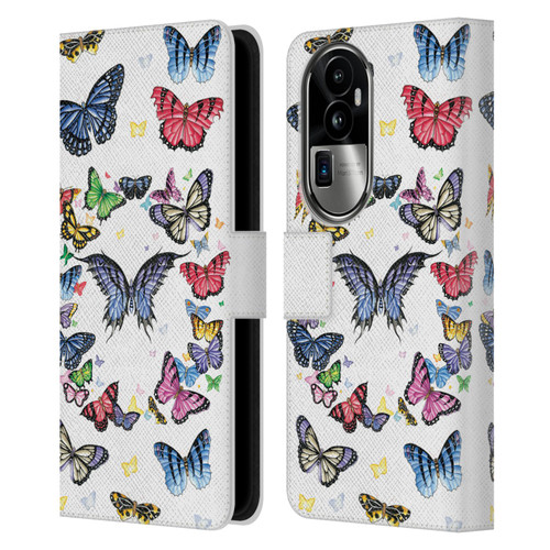 Nene Thomas Art Butterfly Pattern Leather Book Wallet Case Cover For OPPO Reno10 Pro+