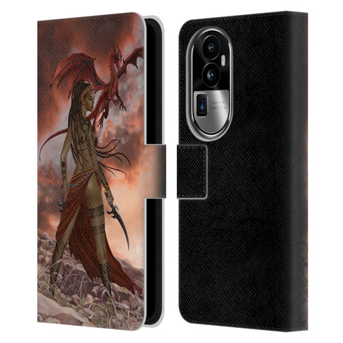 Nene Thomas Art African Warrior Woman & Dragon Leather Book Wallet Case Cover For OPPO Reno10 Pro+