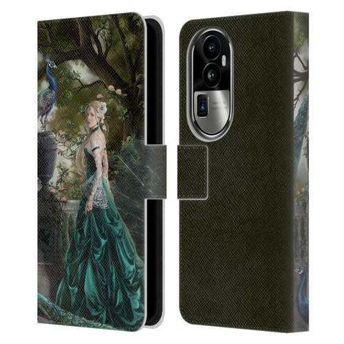 Nene Thomas Art Peacock & Princess In Emerald Leather Book Wallet Case Cover For OPPO Reno10 Pro+