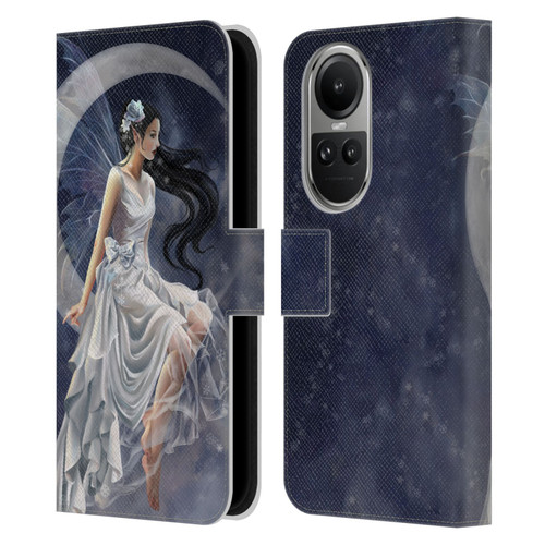Nene Thomas Crescents Winter Frost Fairy On Moon Leather Book Wallet Case Cover For OPPO Reno10 5G / Reno10 Pro 5G