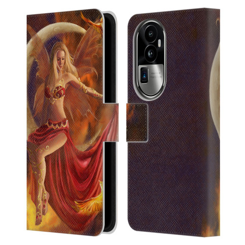 Nene Thomas Crescents Fire Fairy On Moon Phoenix Leather Book Wallet Case Cover For OPPO Reno10 Pro+