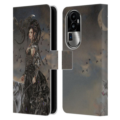 Nene Thomas Crescents Gothic Fairy Woman With Wolf Leather Book Wallet Case Cover For OPPO Reno10 Pro+