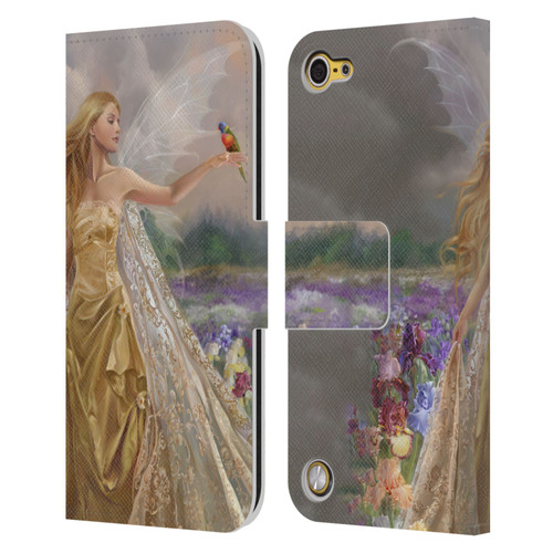 Nene Thomas Deep Forest Gold Angel Fairy With Bird Leather Book Wallet Case Cover For Apple iPod Touch 5G 5th Gen
