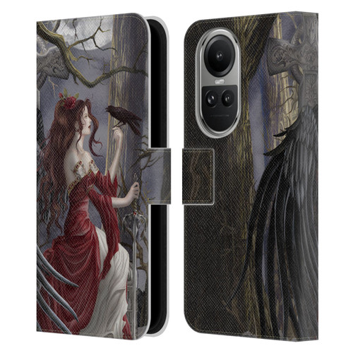 Nene Thomas Deep Forest Dark Angel Fairy With Raven Leather Book Wallet Case Cover For OPPO Reno10 5G / Reno10 Pro 5G