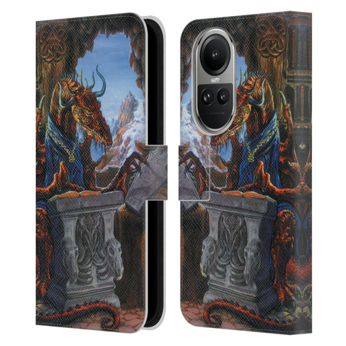 Ed Beard Jr Dragons Ancient Scholar Leather Book Wallet Case Cover For OPPO Reno10 5G / Reno10 Pro 5G