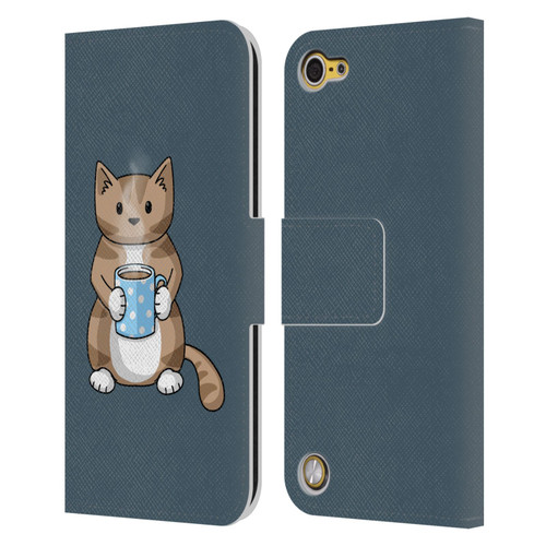 Beth Wilson Doodlecats Coffee Drinking Leather Book Wallet Case Cover For Apple iPod Touch 5G 5th Gen