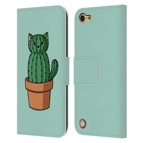 Beth Wilson Doodlecats Cactus Leather Book Wallet Case Cover For Apple iPod Touch 5G 5th Gen