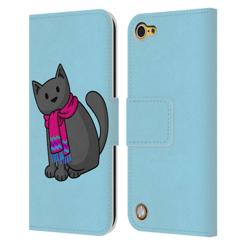 Beth Wilson Doodlecats Cold In A Scarf Leather Book Wallet Case Cover For Apple iPod Touch 5G 5th Gen