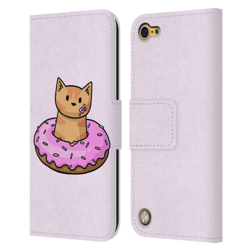 Beth Wilson Doodlecats Donut Leather Book Wallet Case Cover For Apple iPod Touch 5G 5th Gen