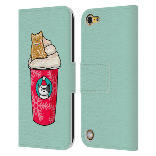 Beth Wilson Doodlecats Gingerbread Latte Leather Book Wallet Case Cover For Apple iPod Touch 5G 5th Gen