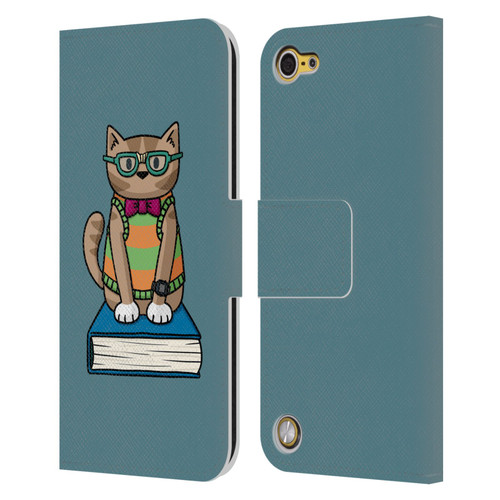 Beth Wilson Doodlecats Nerd Leather Book Wallet Case Cover For Apple iPod Touch 5G 5th Gen