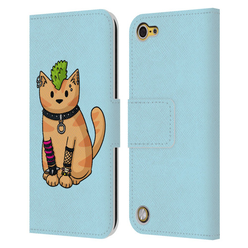 Beth Wilson Doodlecats Punk 2 Leather Book Wallet Case Cover For Apple iPod Touch 5G 5th Gen