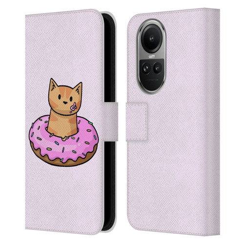 Beth Wilson Doodlecats Donut Leather Book Wallet Case Cover For OPPO Reno10 5G / Reno10 Pro 5G
