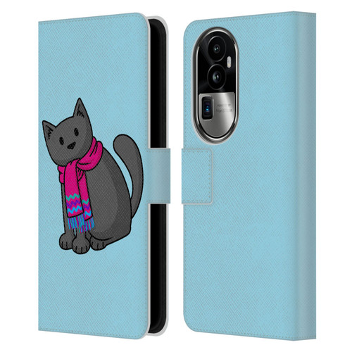 Beth Wilson Doodlecats Cold In A Scarf Leather Book Wallet Case Cover For OPPO Reno10 Pro+