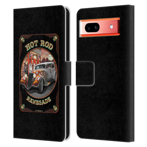 Larry Grossman Retro Collection Hot Rod Renegade Leather Book Wallet Case Cover For Google Pixel 7a