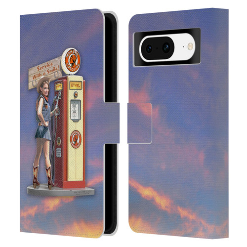 Larry Grossman Retro Collection Gasoline Girl Leather Book Wallet Case Cover For Google Pixel 8