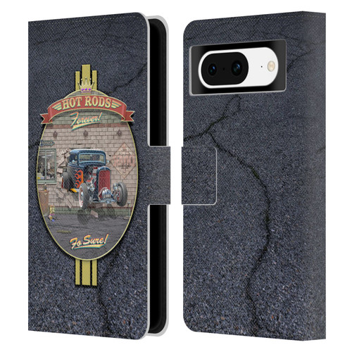 Larry Grossman Retro Collection Hot Rods Forever Leather Book Wallet Case Cover For Google Pixel 8