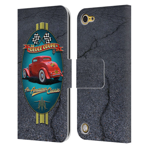 Larry Grossman Retro Collection Deuce Coupe Classic Leather Book Wallet Case Cover For Apple iPod Touch 5G 5th Gen