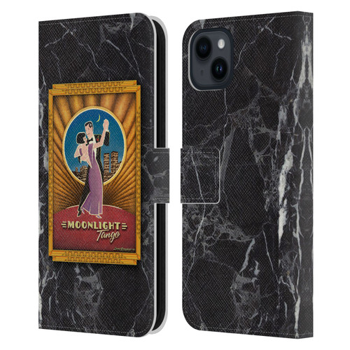 Larry Grossman Retro Collection Moonlight Tango Leather Book Wallet Case Cover For Apple iPhone 15 Plus