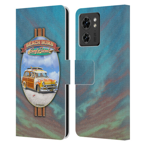 Larry Grossman Retro Collection Beach Bums Surf Patrol Leather Book Wallet Case Cover For Motorola Moto Edge 40