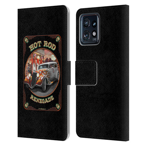 Larry Grossman Retro Collection Hot Rod Renegade Leather Book Wallet Case Cover For Motorola Moto Edge 40 Pro