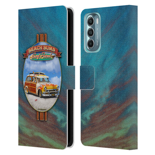 Larry Grossman Retro Collection Beach Bums Surf Patrol Leather Book Wallet Case Cover For Motorola Moto G Stylus 5G (2022)
