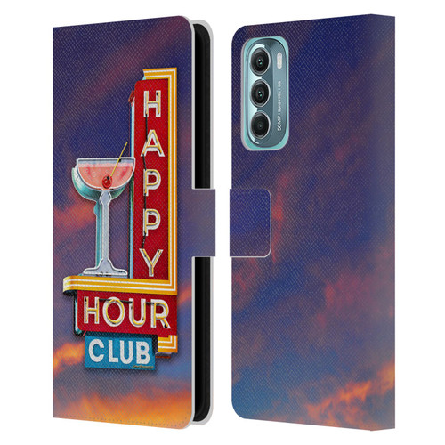 Larry Grossman Retro Collection Happy Hour Club Leather Book Wallet Case Cover For Motorola Moto G Stylus 5G (2022)