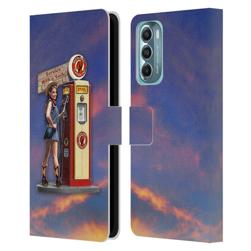 Larry Grossman Retro Collection Gasoline Girl Leather Book Wallet Case Cover For Motorola Moto G Stylus 5G (2022)