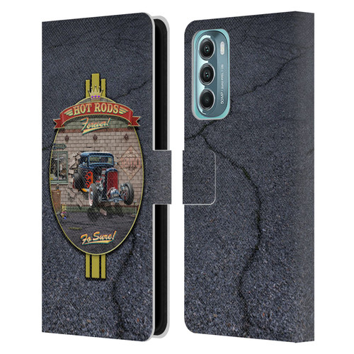 Larry Grossman Retro Collection Hot Rods Forever Leather Book Wallet Case Cover For Motorola Moto G Stylus 5G (2022)