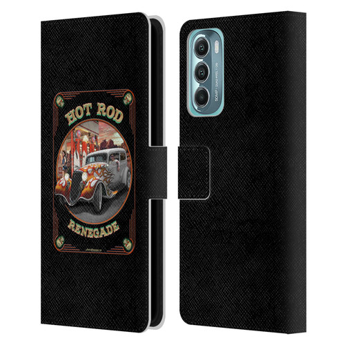 Larry Grossman Retro Collection Hot Rod Renegade Leather Book Wallet Case Cover For Motorola Moto G Stylus 5G (2022)