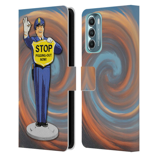 Larry Grossman Retro Collection Stop Pigging Out Leather Book Wallet Case Cover For Motorola Moto G Stylus 5G (2022)