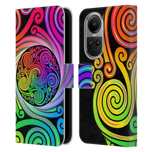 Beth Wilson Rainbow Celtic Knots Spirals Leather Book Wallet Case Cover For OPPO Reno10 5G / Reno10 Pro 5G