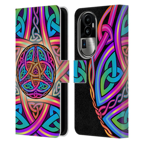 Beth Wilson Rainbow Celtic Knots Divine Leather Book Wallet Case Cover For OPPO Reno10 Pro+