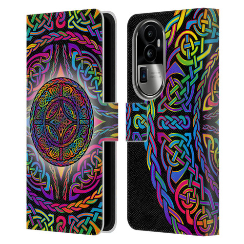 Beth Wilson Rainbow Celtic Knots Shield Leather Book Wallet Case Cover For OPPO Reno10 Pro+