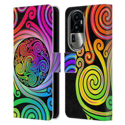 Beth Wilson Rainbow Celtic Knots Spirals Leather Book Wallet Case Cover For OPPO Reno10 Pro+