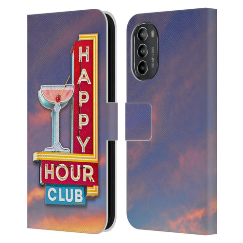 Larry Grossman Retro Collection Happy Hour Club Leather Book Wallet Case Cover For Motorola Moto G82 5G