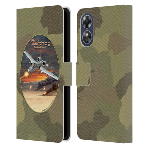 Larry Grossman Retro Collection A-10 Warthog Leather Book Wallet Case Cover For OPPO A17