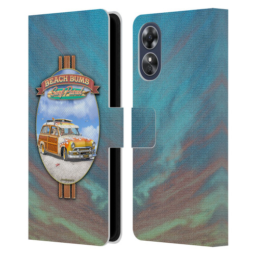 Larry Grossman Retro Collection Beach Bums Surf Patrol Leather Book Wallet Case Cover For OPPO A17