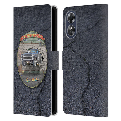 Larry Grossman Retro Collection Bustin' Out '55 Gasser Leather Book Wallet Case Cover For OPPO A17